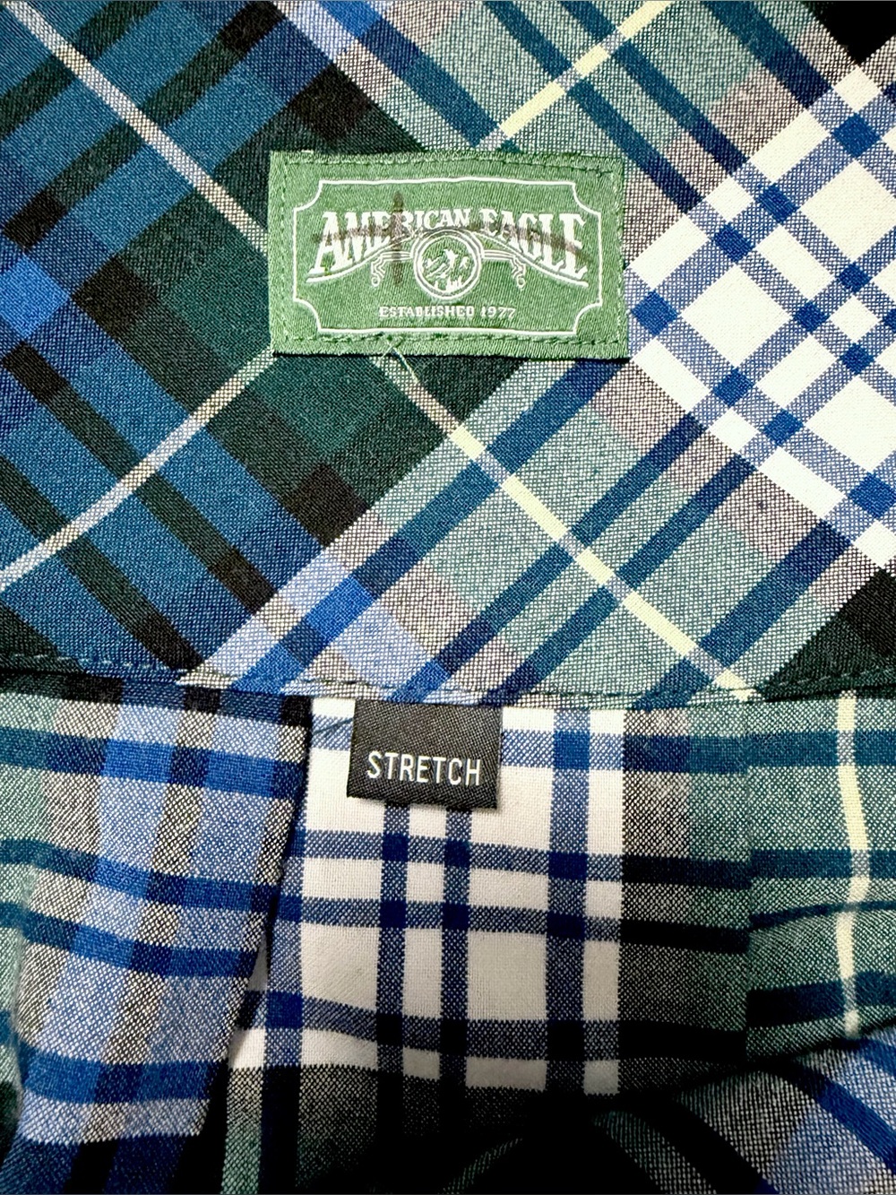 American Eagle Outfitters plaid pleated stretch mini skirt size 4 green/blue - Picture 3 of 9